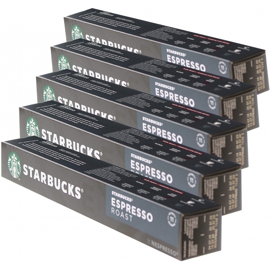 Starbucks Espresso Roast - Juego de 5 cápsulas de café espresso (roast, café tostado, compatible con Nespresso, 50 cápsulas)