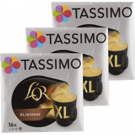 Tassimo L'OR XL Intense, Cápsulas café molido Brasa,-Pack 3 Paquetes (48 cápsulas)